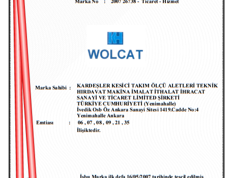 Wolcat Marka Belgesi